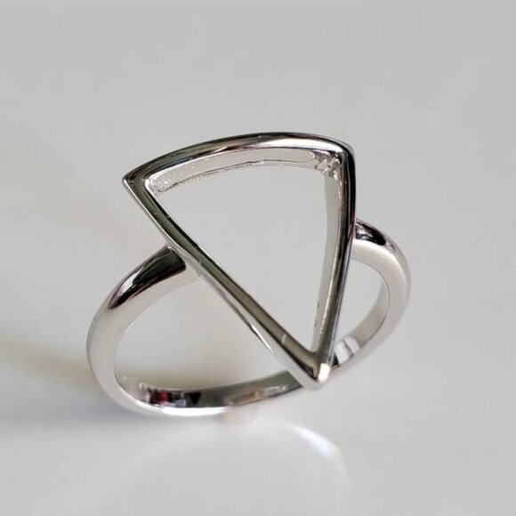 Slice of Life Triangle Ring, Sterling Silver Ring, high polished, Boho Chic - Picture 7 of 9